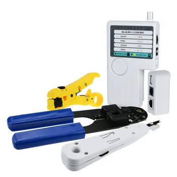 

Combo Set Network Cable Tester Tool Kit Punch Down Tool Stripper Cutter RJ45 RJ11 USB BNC Cable Stripping Universal Tool