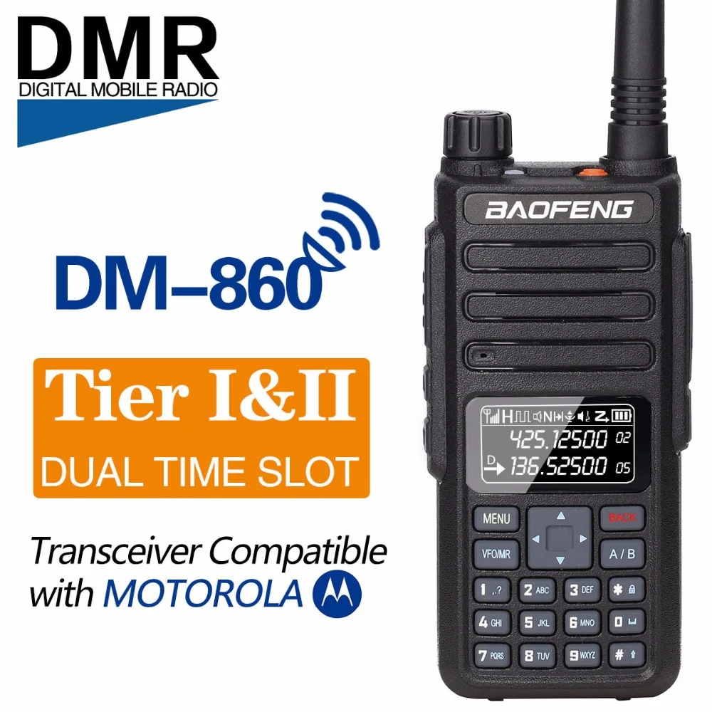 Baofeng DM-860 Dual Band Dual Time слот DMR цифровой/аналоговый 2Way радио 136-174/400-470 мГц 1024 Каналы ветчина Walkie Talkie DM-1801