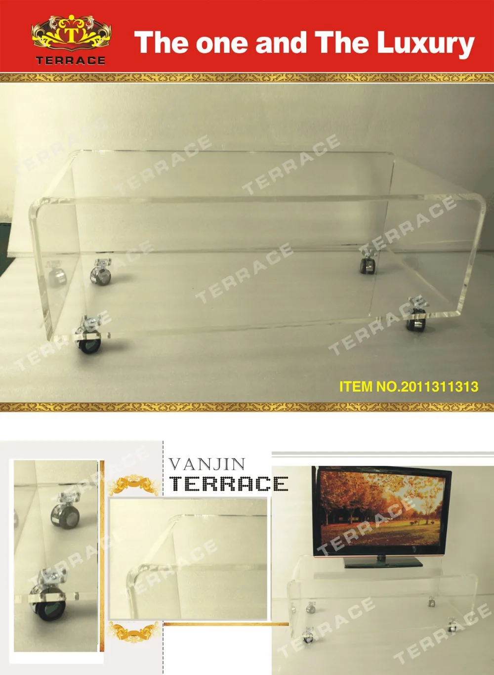 Прозрачная акриловая подставка для телевизора на колесиках, люцитовые качения случайные боковые чайные столики кофе