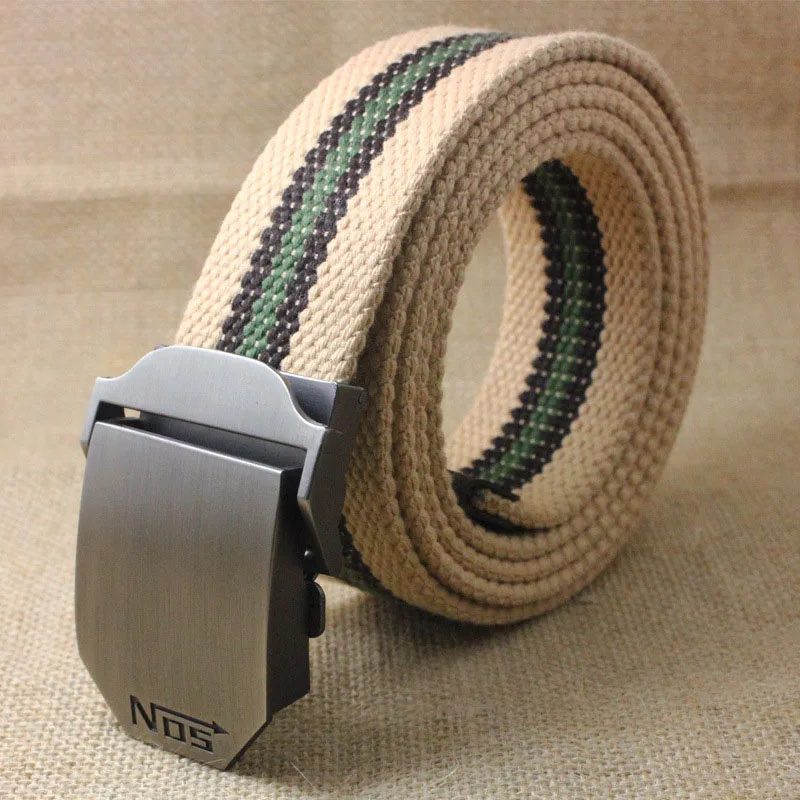 F Khaki stripe Мужской тактический ремень, высокое качество, толщина 4 мм, ширина 3,8 см, повседневный ремень из парусины, для улицы, сплав, автоматическая пряжка, мужской ремень, 110-140 см - Цвет: F Khaki stripe