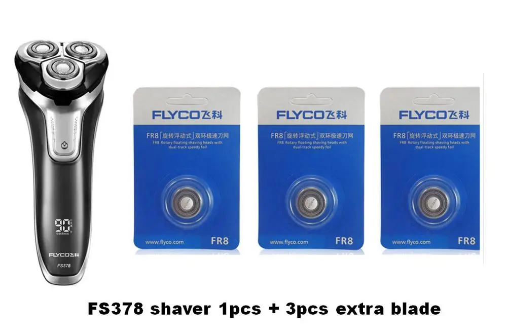 extra blade 3pcs Fs378 flyco бритва 110 В Мужская бритва 220 В Мужская бритва портативная электрическая бритва 1 час зарядки 3D поплавковое лезвие водонепроницаемый всплывающий триммер - Цвет: extra blade 3pcs