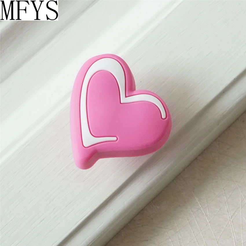 Romantic Pink Heart Dresser Knobs Handles Pulls For Girls Door