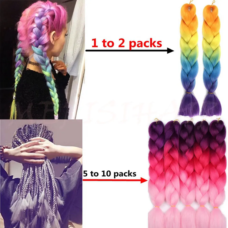 MERISIHAIR-24inch-Ombre-Kanekalon-Synthetic-Crochet-Hair-Extensions-Jumbo-Braids-Hairstyles-Pink-Blonde-Red-Blue-Braiding