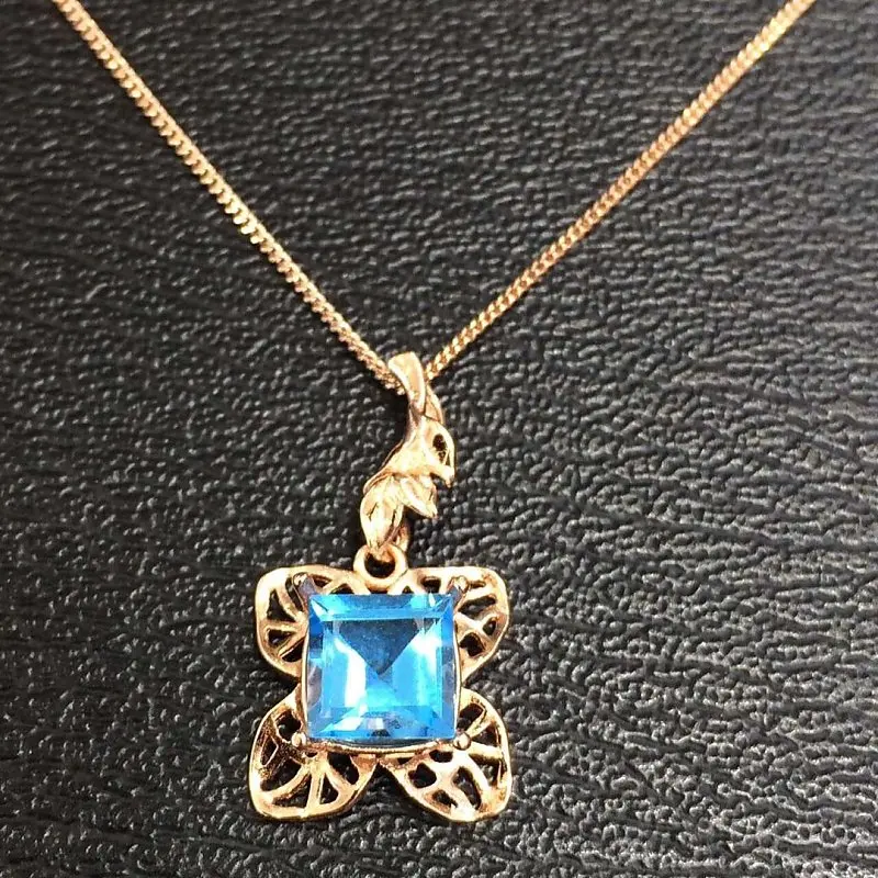 

2017 Qi Xuan_Blue Stone Simple Elegant Pendant Necklace_Real Blue Stone Necklace_Quality Guaranteed_Manufacturer Directly Sale