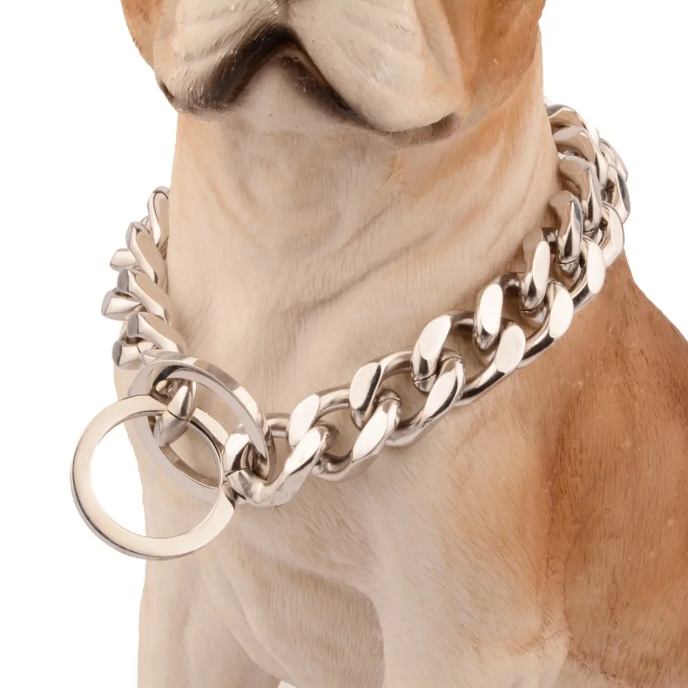 

12/14/16/18mm Cool Silver Color Cut Curb Cuban Link 316L Stainless Steel Dog Chain Collar Choker 12-34" Optional Bulk