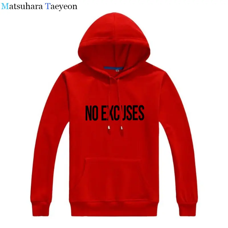 

Matsuhara Taeyeon Genuine Best Brand Men Long sleeved Sweatshirt iron language No Excuses tax stamp Hoodies