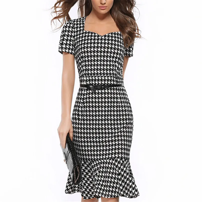 Upscale Womens Dress Elegant Printing Fishtail Hem Mermaid Wear To