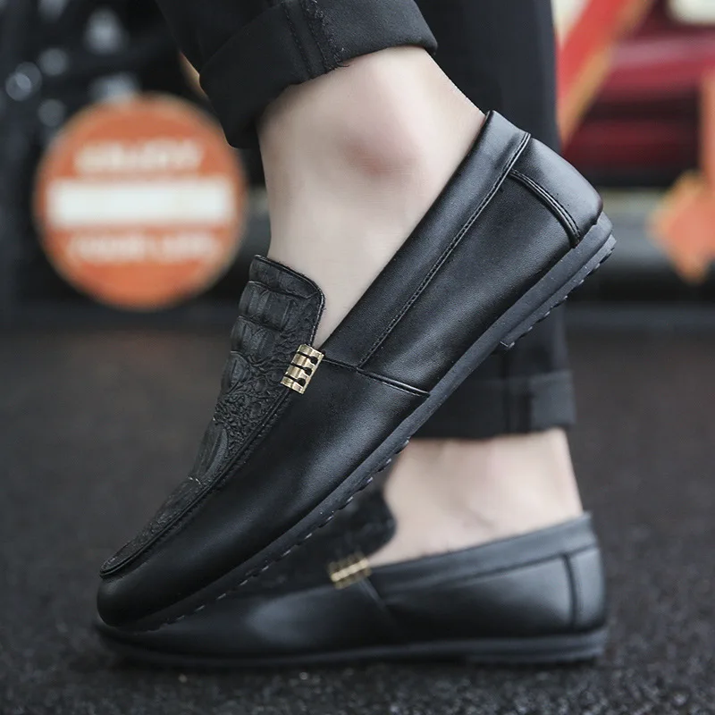 

slip on casual men loafers spring and autumn mens moccasins shoes genuine leather men's flats shoes New size 39-44EUR