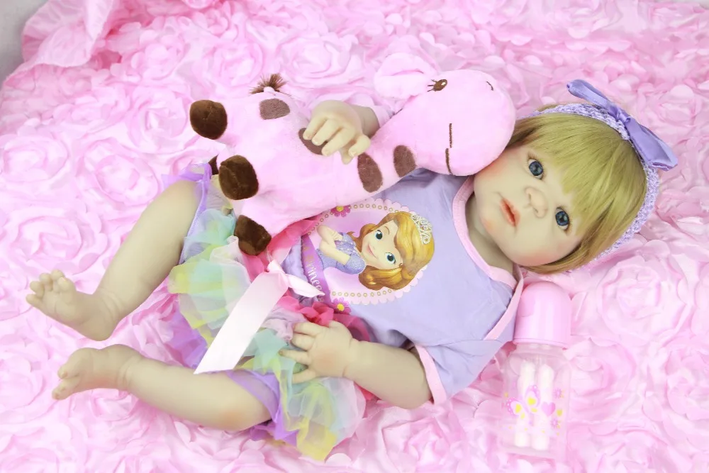 

Hot Sale 23' 57 cm Reborn Baby Girl Full Silicone Body Reborn Dolls Realistic Kids Playmates Baby Toys Girl Birthday Gifts