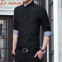Мужская одежда новое поступление с длинным рукавом Однотонная рубашка осенние Рубашки Бизнес Повседневный стиль Slim Fit рубашка для мужчин