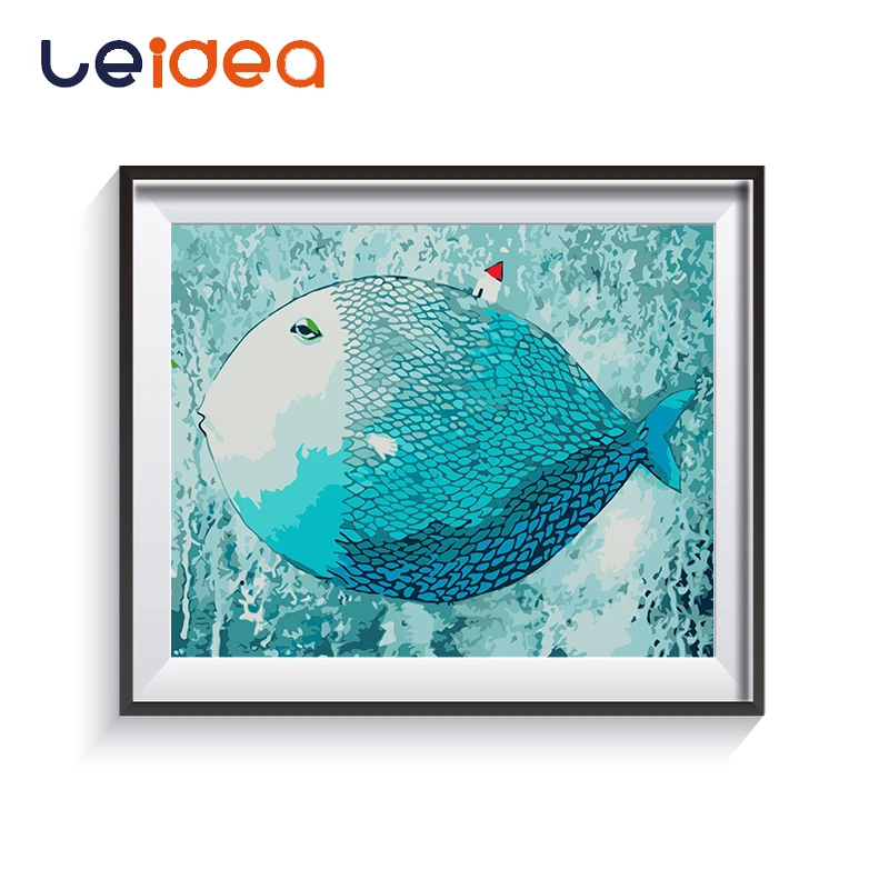 

DIY Blue Fish DIY Digital Painting By Numbers With Abstract Home Decor 40x50 Kits Coloring Paint By Numbers For Kids Gift