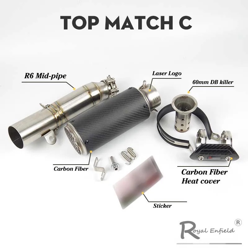2006- R6 слипоны для мотоцикла rcycle глушитель выхлопной трубы из углеродного волокна AR выхлопной escape moto escapamento средняя труба для Yamaha R6 - Цвет: Top Match C