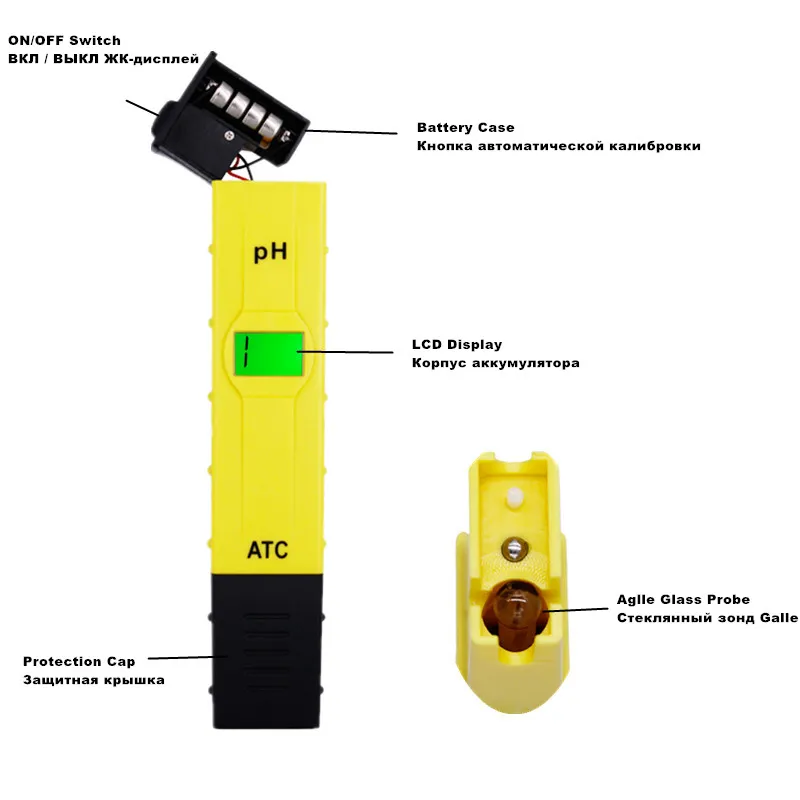 Подсветка Точность 0.01 цифровой рН-метр воды кислоты тестер рН аквариум Портативный Кислотность Pocket PH Цифровой Измеритель РН-буфера