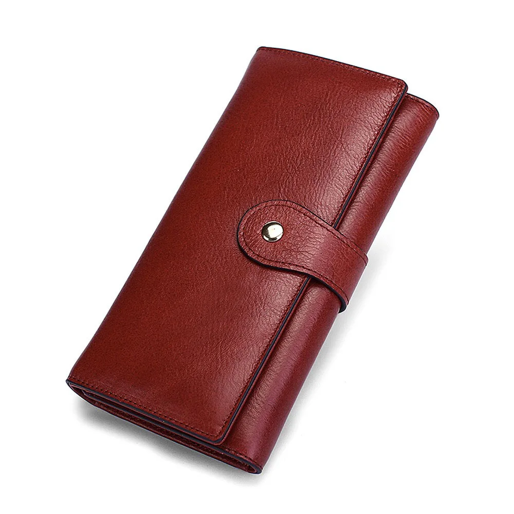 

New Genuine Leather Purse For Women Fashion Zipper Ladies Long Clutch Wallets Big Capacity Wallet Female Card Holder Solid 8303