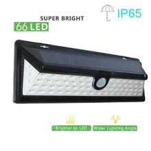 Светодиодный Высокая яркость 66 шт. 2835SMD/900 lm/3 различных режимов освещения/движения PIR Сенсор Водонепроницаемый аварийного стены солнечной Лам