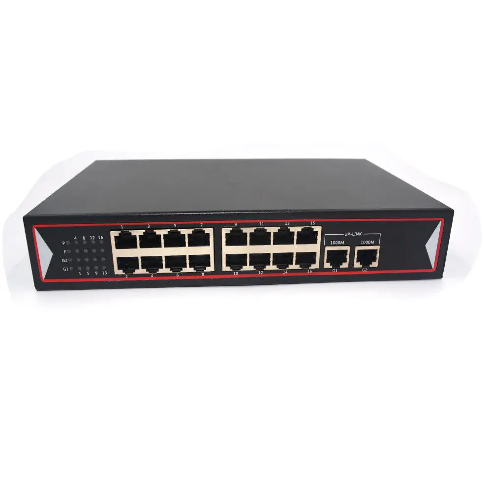 Коммутатор JYTTEK POE с 16 портами 10/100 Мбит/с и 2 гигбит utlink 48 В для ip камеры питанием по