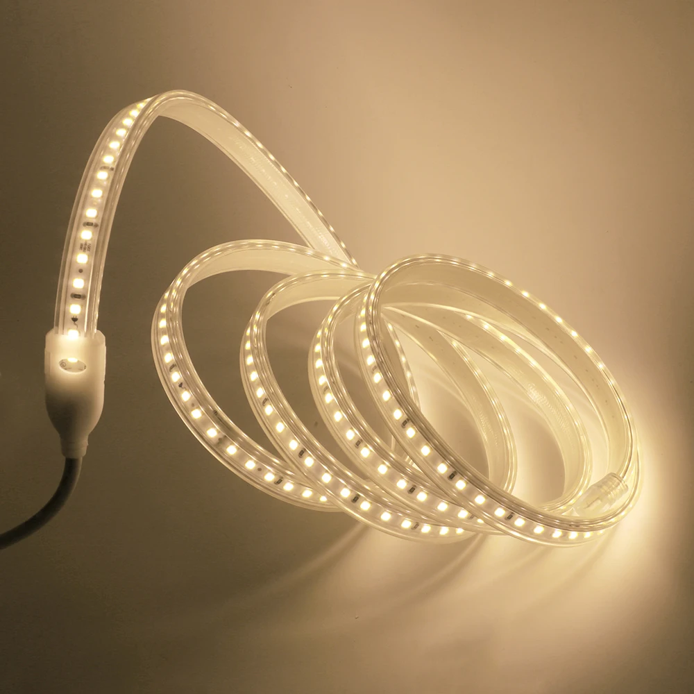 2835 Светодиодная лента 220 В Водонепроницаемая IP67 120 светодиодный s/m гибкая лента светодиодный светильник лампа для домашнего декора холодный белый натуральный белый