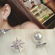 Снежинка звезда серьги с имитацией жемчуга шпилька Милая весна корейский милый элегантный для женщин Серьги pendientes brincos модные ювелирные изделия