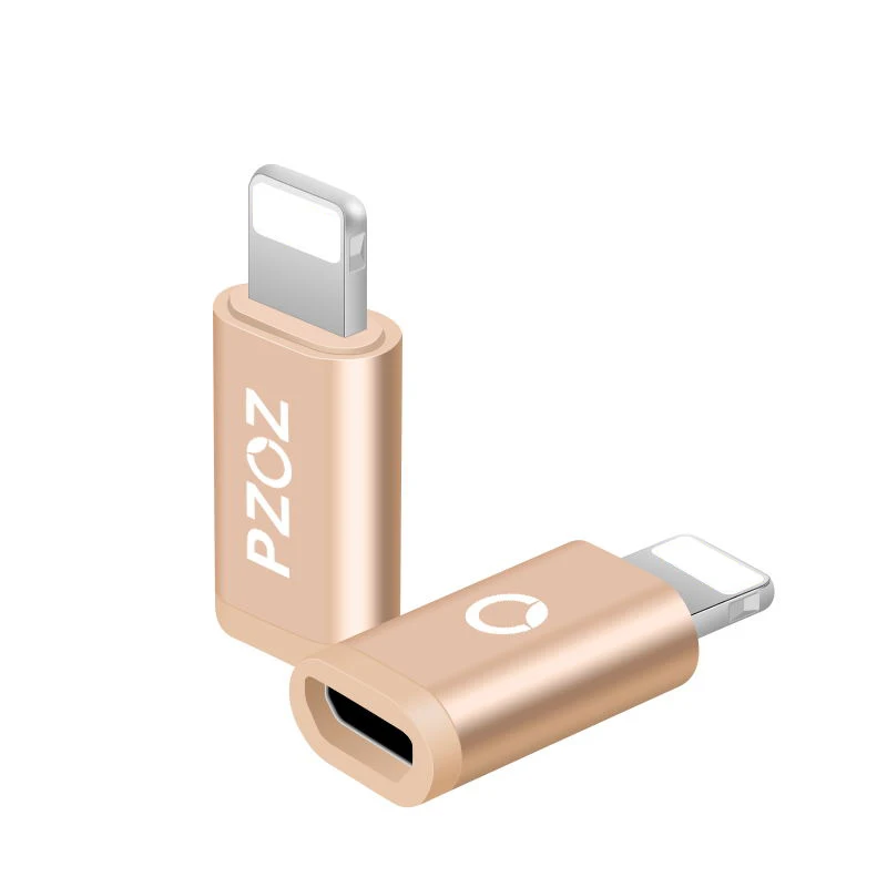 PZOZ Micro USB Женский Для iphone 8 Pin мужской адаптер синхронизации и зарядки для iphone 6 7 8 X конвертер OTG портативный для IPad - Цвет: Gold