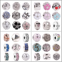 Dodocharms Wuropean Серебряный сверкающий элегантный спейсер цветок листья циркониевый зажим безопасности DIY бисера Fit Pandora браслет с подвеской