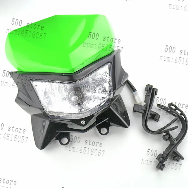 

green Universal LED Headlights Headlamp Street Fighter For Suzuki 125 250 RMZ250 450 RMX250 DR250 DRZ400 Motocross free shipping