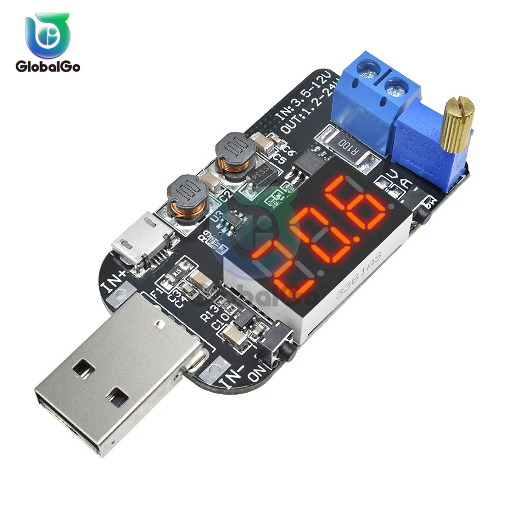 

Digital USB Adjustable Boost Buck Module Step Up/Down Power Supply Current Voltage Regulator Module Converter 5V to 1-24V