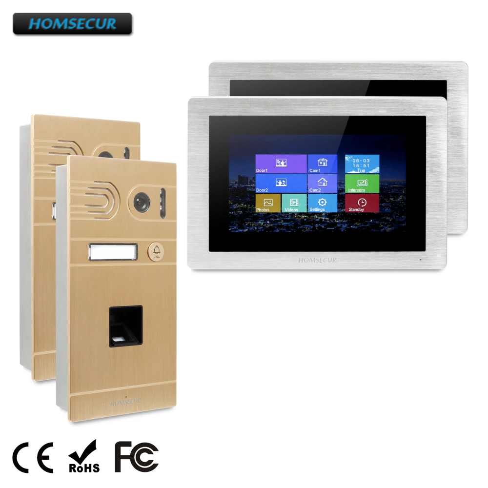 

HOMSECUR 7" Wired Video Door Phone Intercom System with Touch Screen Monitor BC061-G +BM714-S