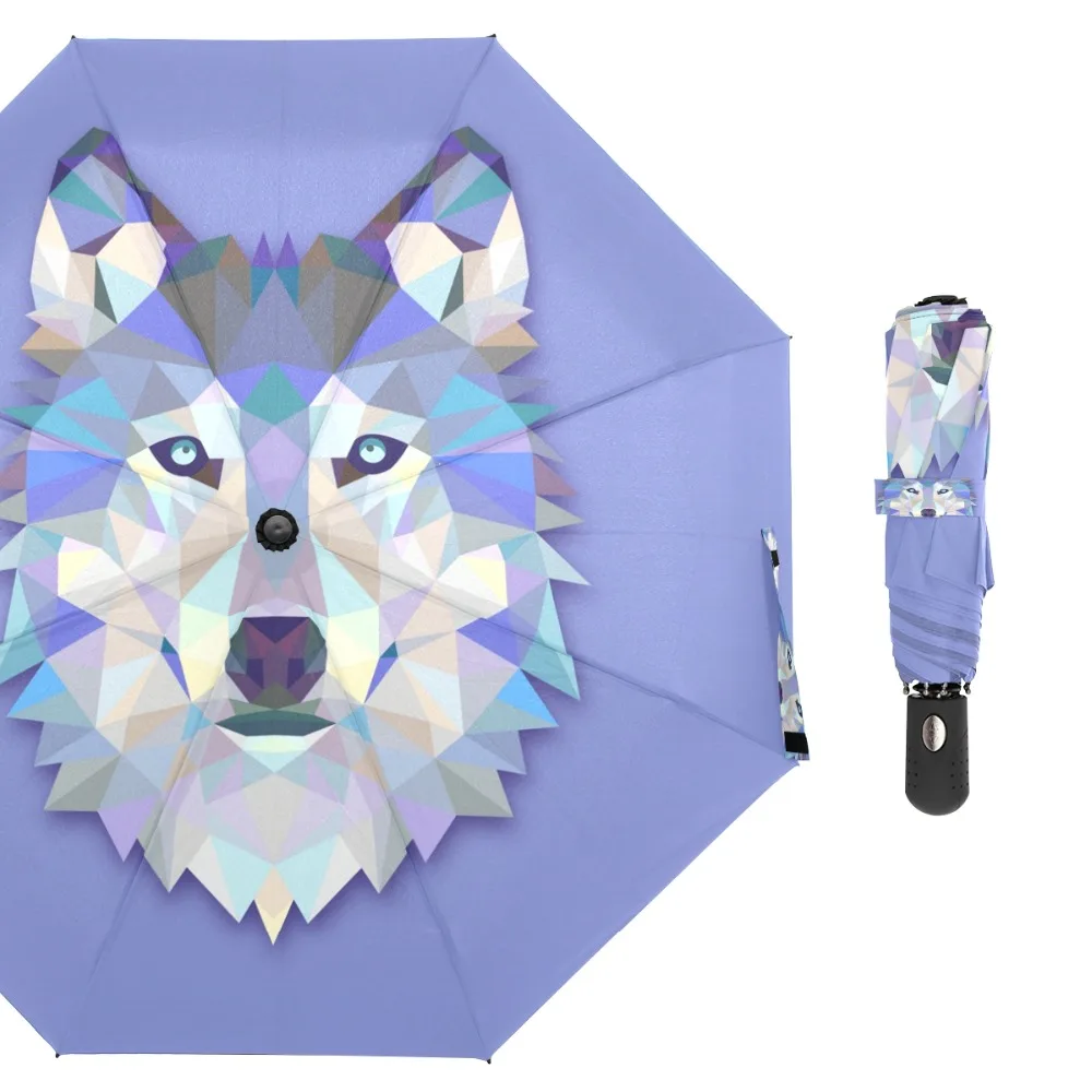 

Susino Blue Wolf Windproof Umbrellas Fully-automatic Open Metal Pongee Compact Auto Open Close Three-folding Umbrella