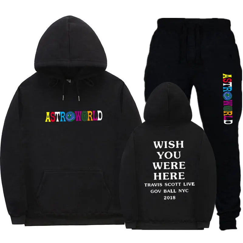 Модные уличные толстовки ASTROWORLD, костюм, спортивный костюм, черные, серые, темно-серые спортивные штаны, одежда для фитнеса, толстовка, штаны