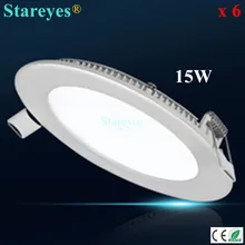 6 шт. круглый светодиодный светильник 15 Вт 1300LM AC90-265V 2835 SMD светодиодный потолочный светильник прожектор потолочный светильник