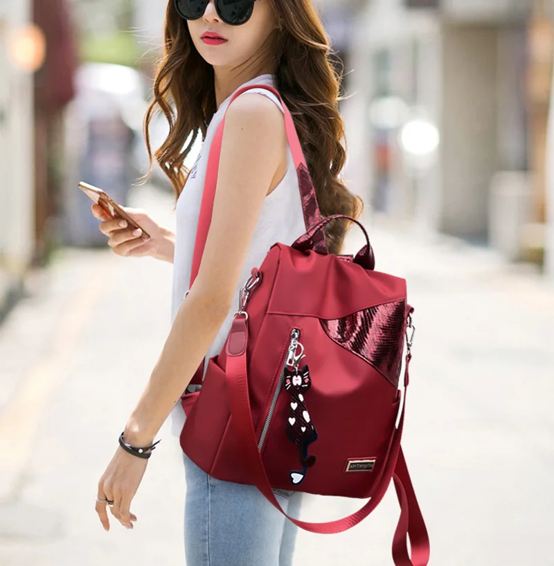 Ceny Prosty styl damski plecak antykradzieżowy Oxford tkaniny plandeki szwy cekiny młodzieżowa torba studencka torebka Bagpack Mochila