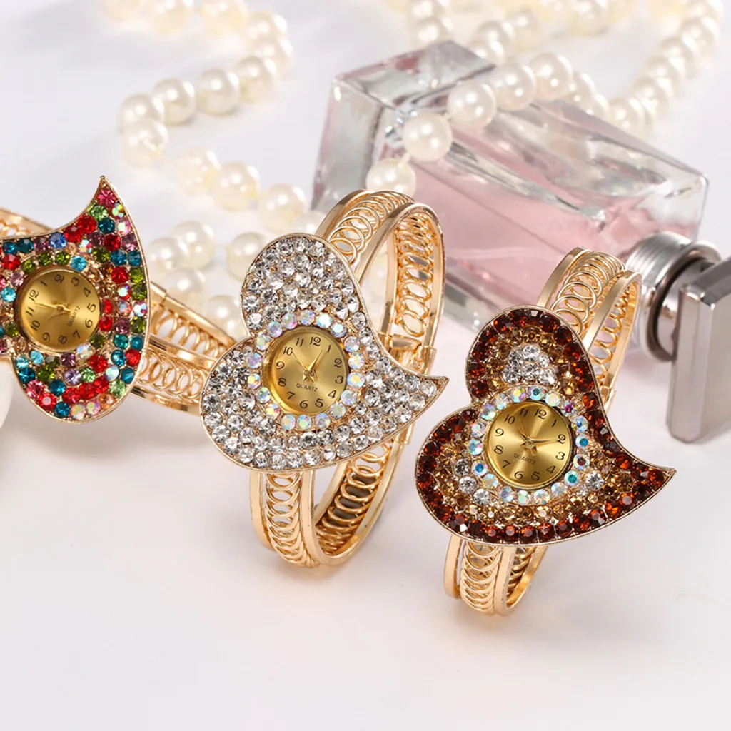 

Women Round Full Diamond Bracelet Watch Analog Quartz Movement Wrist Watch