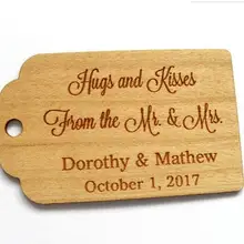 Пользовательские объятия и поцелуи деревянная свадьба спасибо подарок услуга метки помолвка прием гостей в доме невесты сувениры пригласительные этикетки