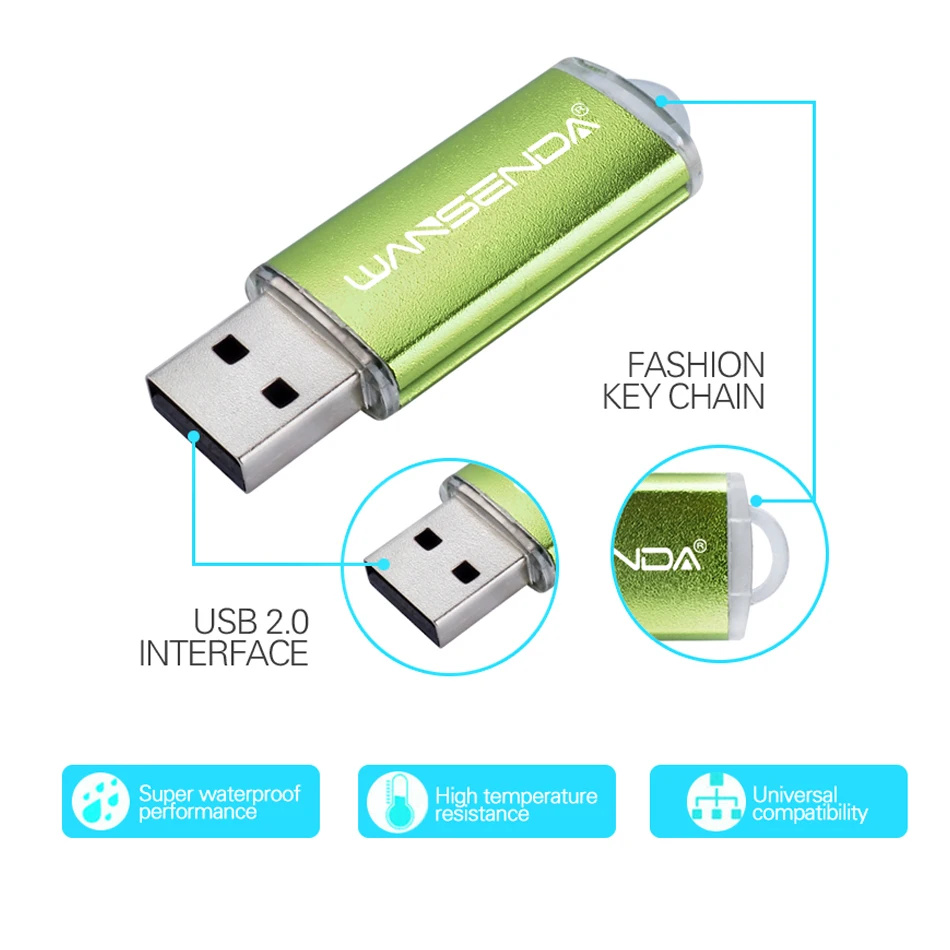WANSENDA металлический USB флэш накопитель 128 ГБ мини 8 16 32 64 Гб фактическая емкость