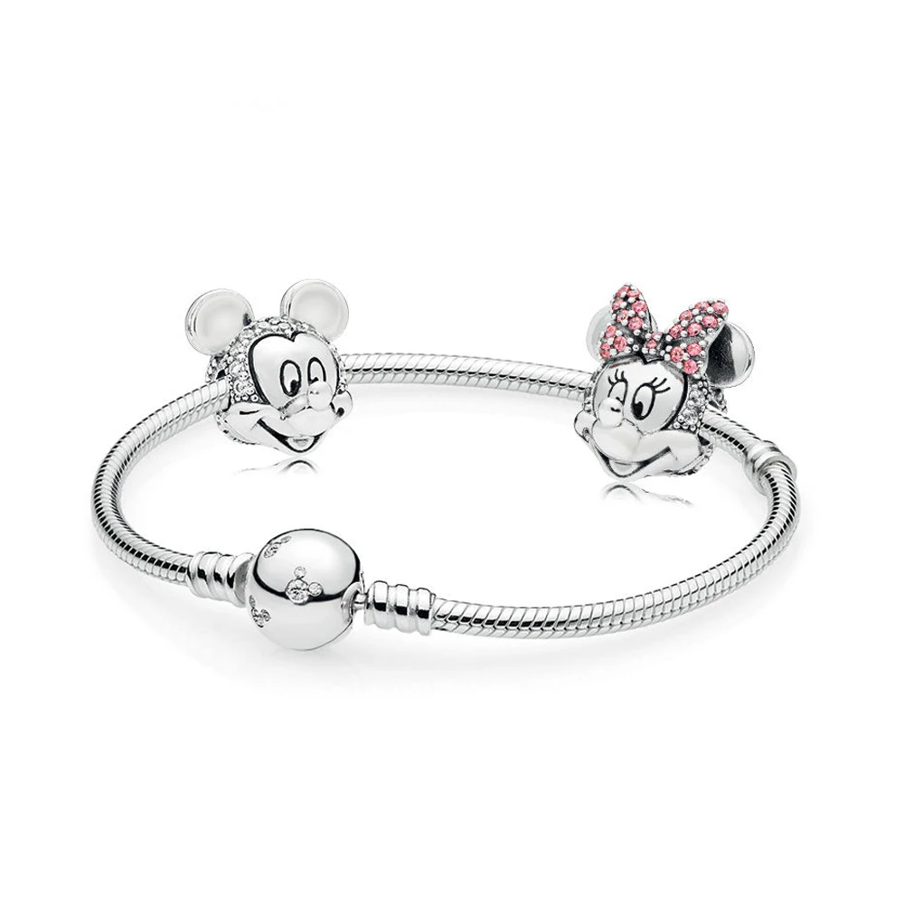 

NEW 100% 925 Sterling Silver New Cartoon Fairy Tale Safety Clip Bracelet Set Suitable for Winter Women's Gift Jewelry RAU0542