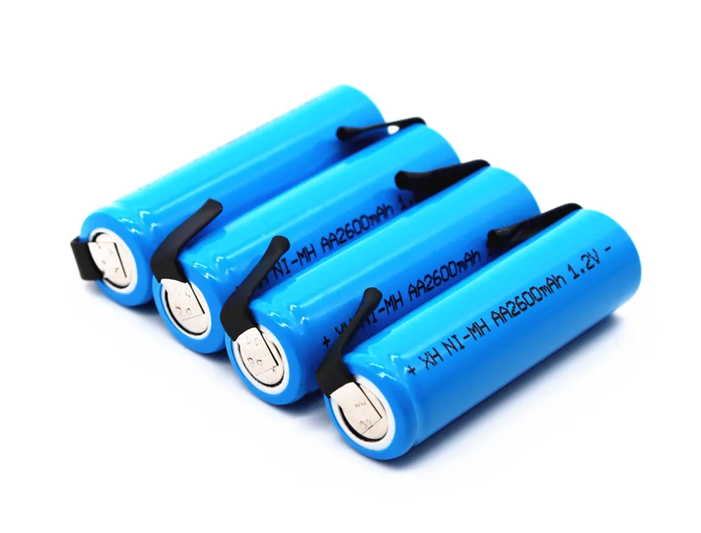 Новинка 1,2 V AA перезаряжаемая батарея 2600mah 2A Ni-MH с шарнирным штифтом паяльный лист электробритва батарея для зубной щетки