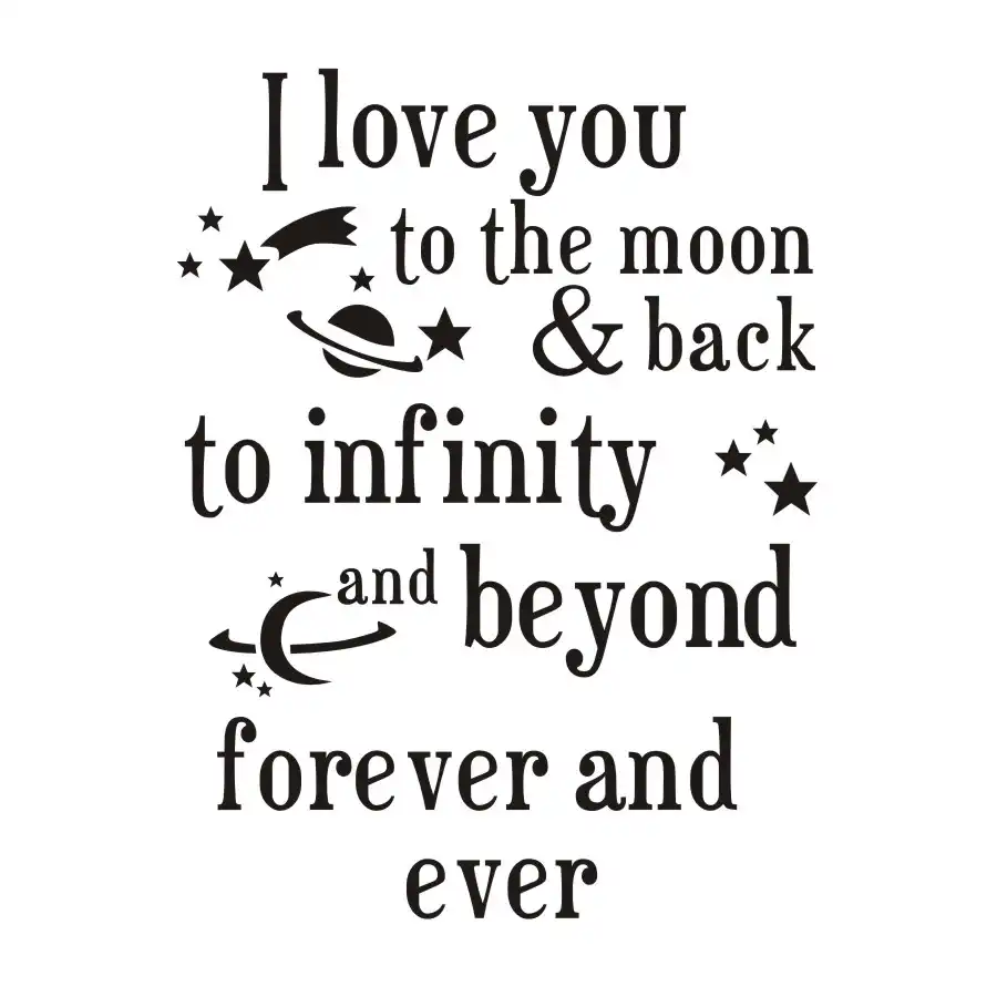 I Love You To The Moon And Back Quotes Wall Sticker Romantic Love