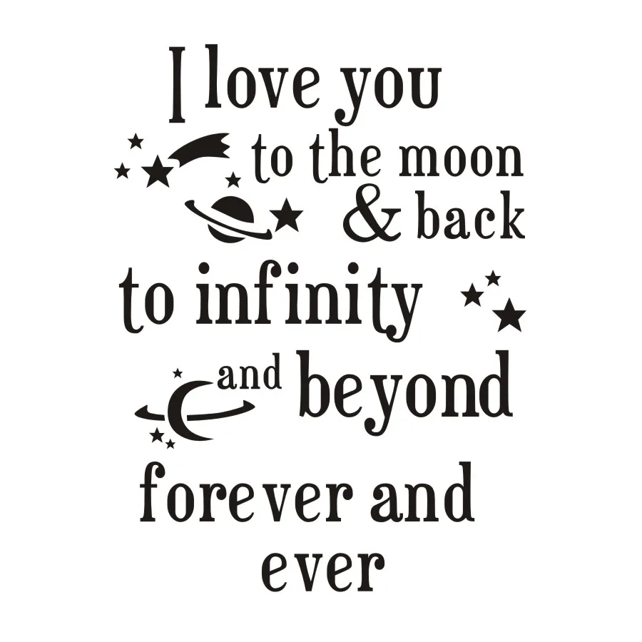 Самоклеящиеся обои с надписью I Love You To The Moon And Back наклейка на стену романтический