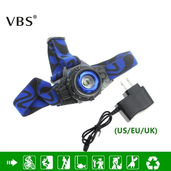 

LED Headlamp Cree XPE Q5 Waterproof High Bright Built-in Lithium Battery Rechargeable Headlight + Charger 3 Modes Zoomable Torch