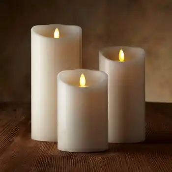 

Ksperway Flameless Moving Wick LED Real Wax Candle with Timer and Remote-Ivory White-3pcs/set