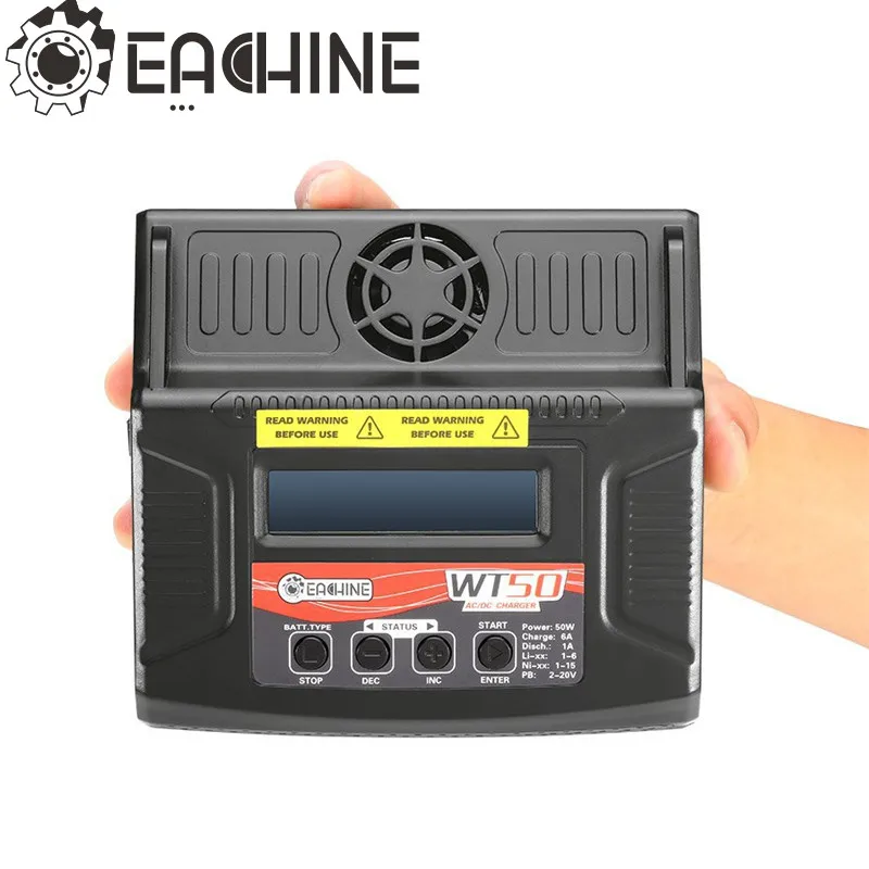 

Eachine WT50 6A 50W AC/DC Balance Charger Discharger For LiPo/NiCd/PB Battery