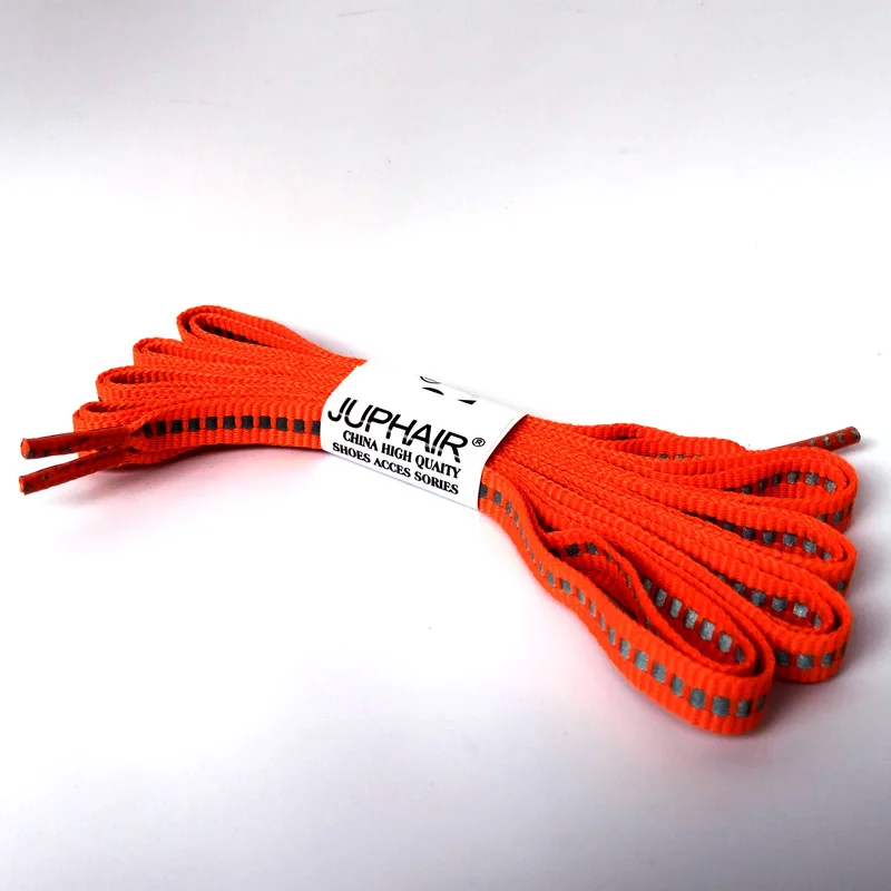 JUP1-12Pair Orange Unisex Shallow Reflective Shoelaces Safety Shoelaces Invisible Shoelaces for Running Sport Sneaker Basketball
