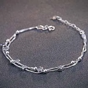 Горячая ручной браслет цепочка для женщин простой дизайн очаровательный винтажный браслет ювелирные изделия 925 серебро - Окраска металла: L162