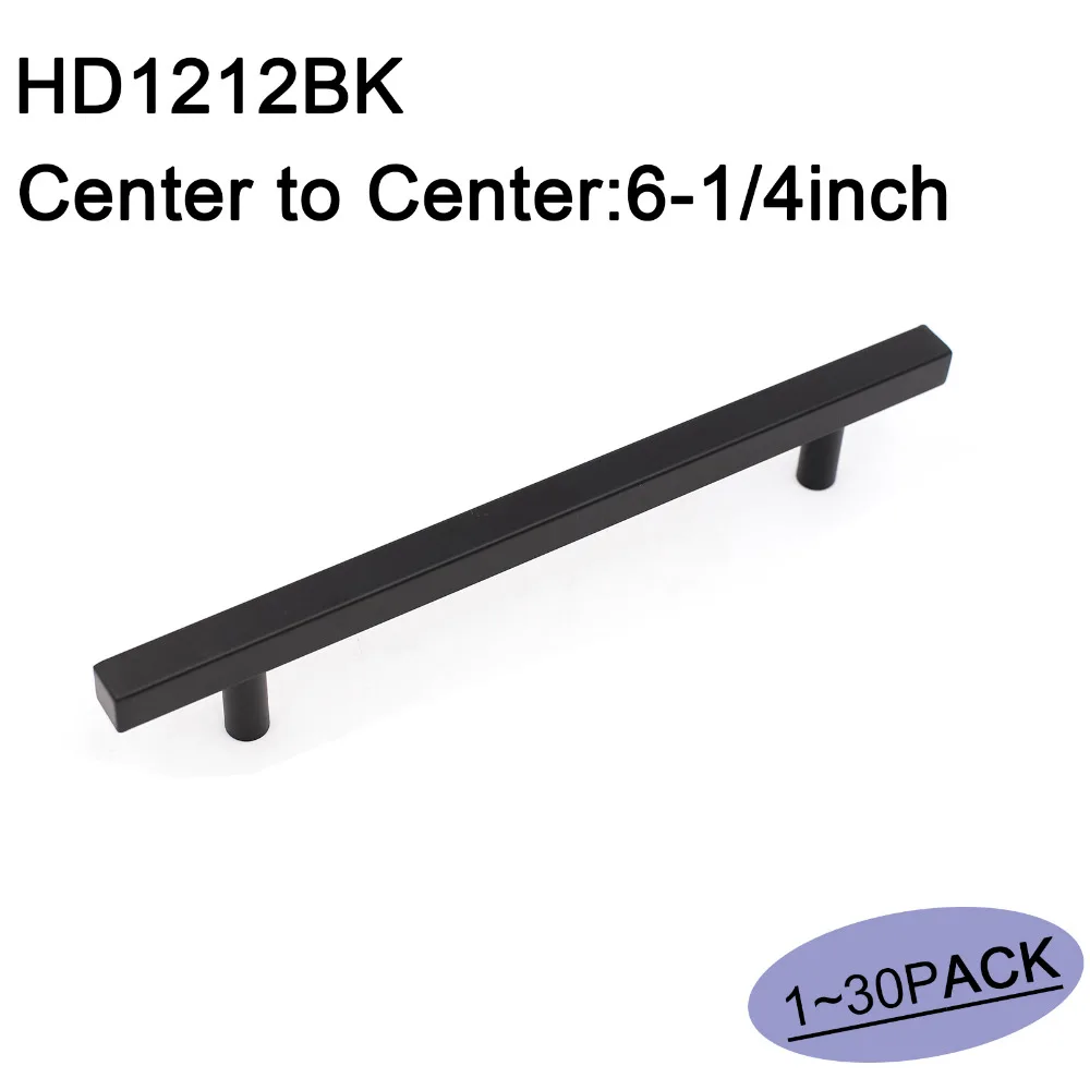 Black Square Kitchen Cabinet Pull Handles 6-1/4inch 1212BK Stainless Steel Furniture Bathroom Drawer 1~30PK | Обустройство дома
