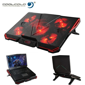 

Coolcold Notebook PC Cooler Laptop Cooling Pad Stand Air Cooled 5 Fans USB Ergonomics Adjustable Holder for 15.6 17 Laptop