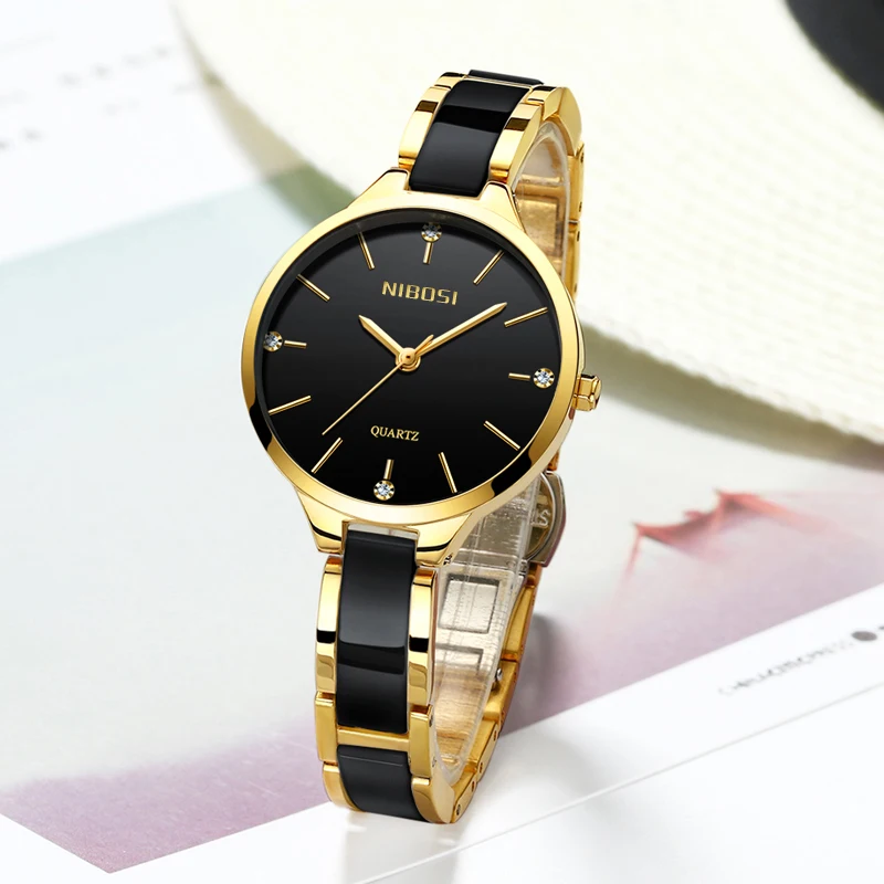 NIBOSI Relogio Feminino Women Watches Top Brand Luxury Watches Diamond Fashion Ladies Watches Simple Ceramic Female Quartz Watch