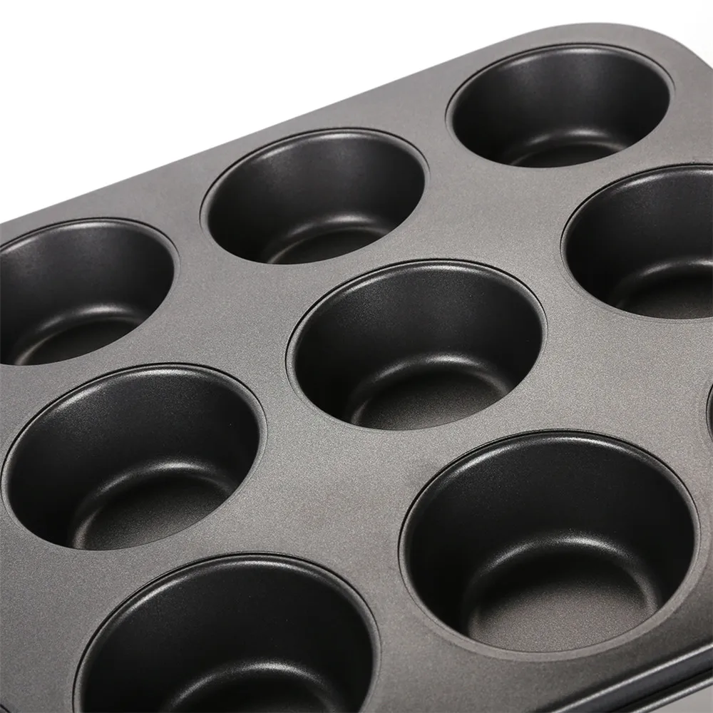 (BAKING MUFFIN PAN) Finether 12-Cup Nonstick Muffin and Cupcake Pan Tart Quiche Pan, Dark Grey5
