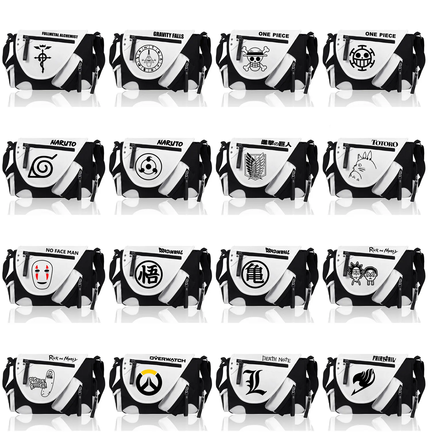 

16 Type Anime Shoulder Bag Unisex Waterproof Canvas + PU Messenger Bag Men Women School Bag Book Bag