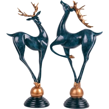 

1Set Europe Style Deer Figurines Model Creative Deer Resin Craft Miniatures Home Decoration Accessories Wedding Room Decor Gifts