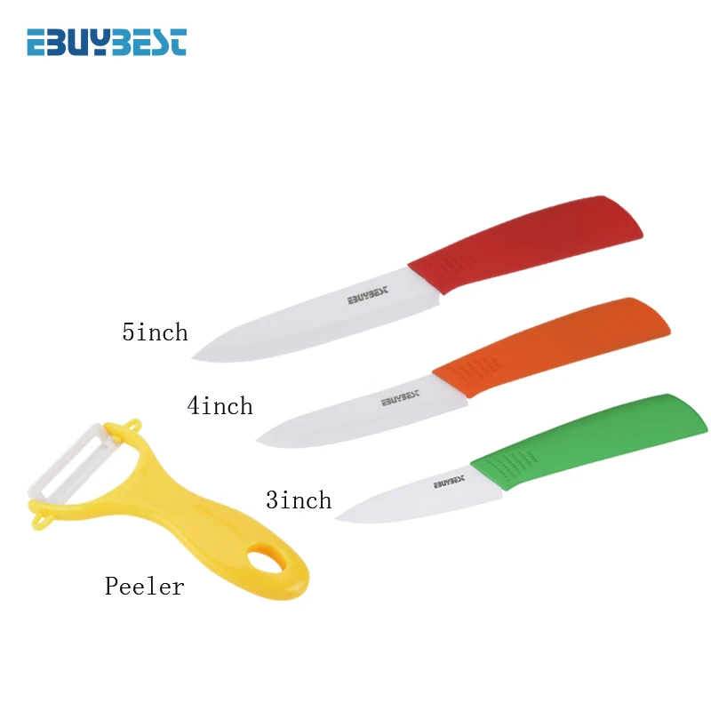 Zirconia Ceramic Knives Set Knives Set 3 4 5 6 inch+ Peeler Multi-color Handle Paring Slicing Chef Knife Kitchen Cooking Tools - Цвет: Mix 3 4 5